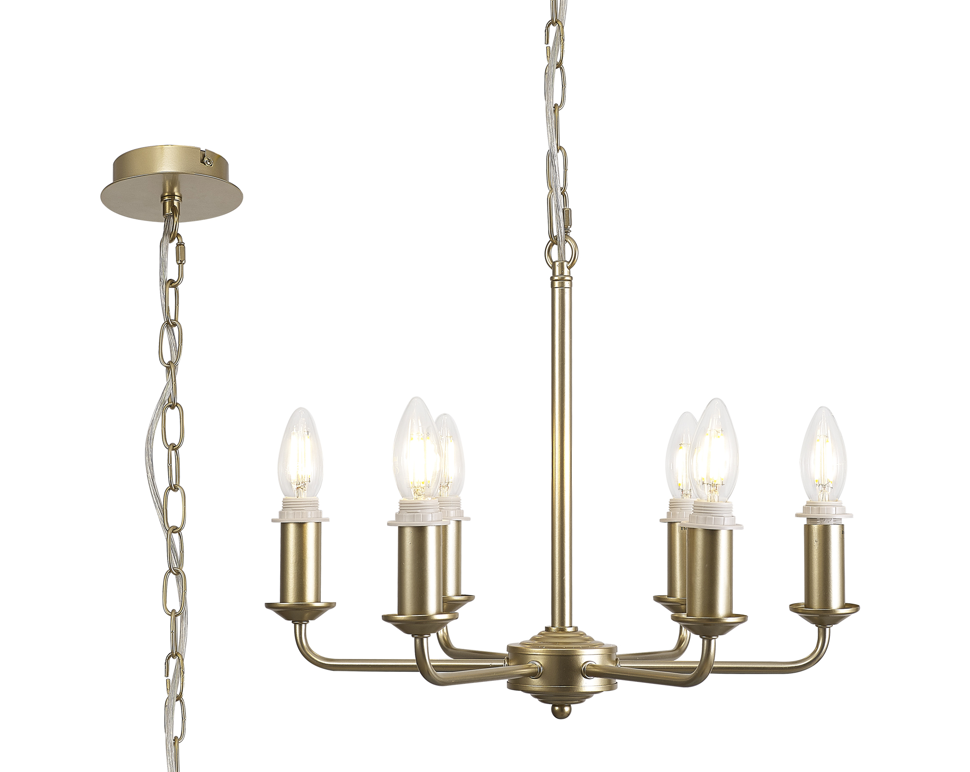 D0673  Banyan Pendant/Semi Flush 6 Light Champagne Gold